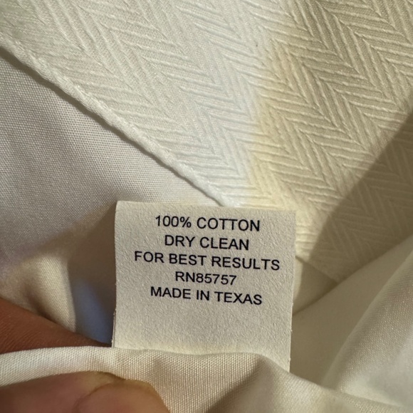 Stubbs Wester Wear White Herringbone Banded Collar French Cuffs SZ L Shirt - Picture 11 of 11